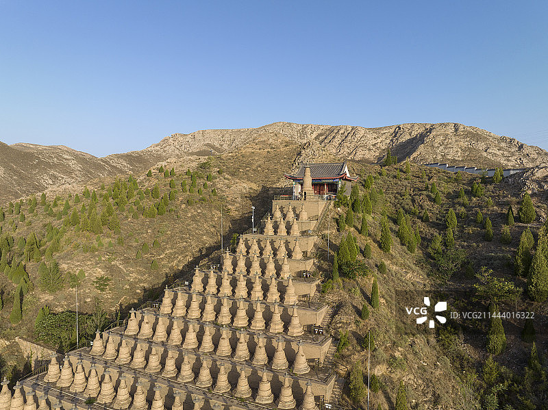 宁夏吴忠市青铜峡市一百零八塔景区航拍图片图片素材