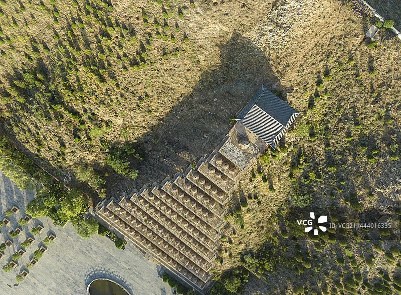 宁夏吴忠市青铜峡市一百零八塔景区航拍图片图片素材