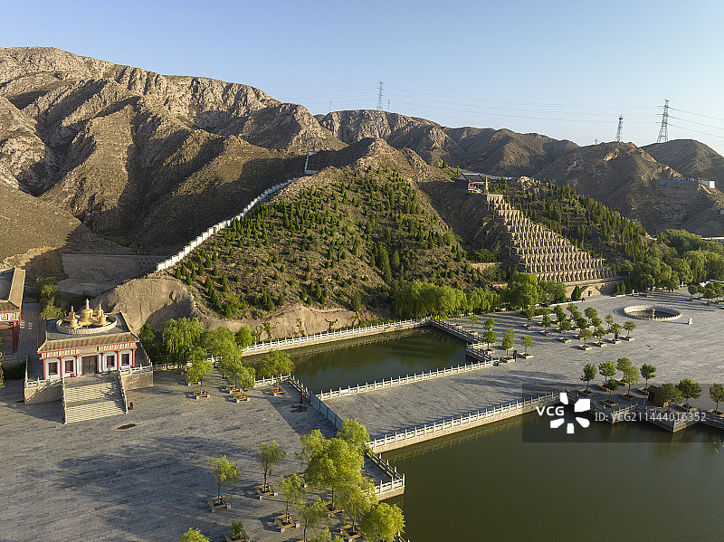 宁夏吴忠市青铜峡市一百零八塔景区航拍图片图片素材