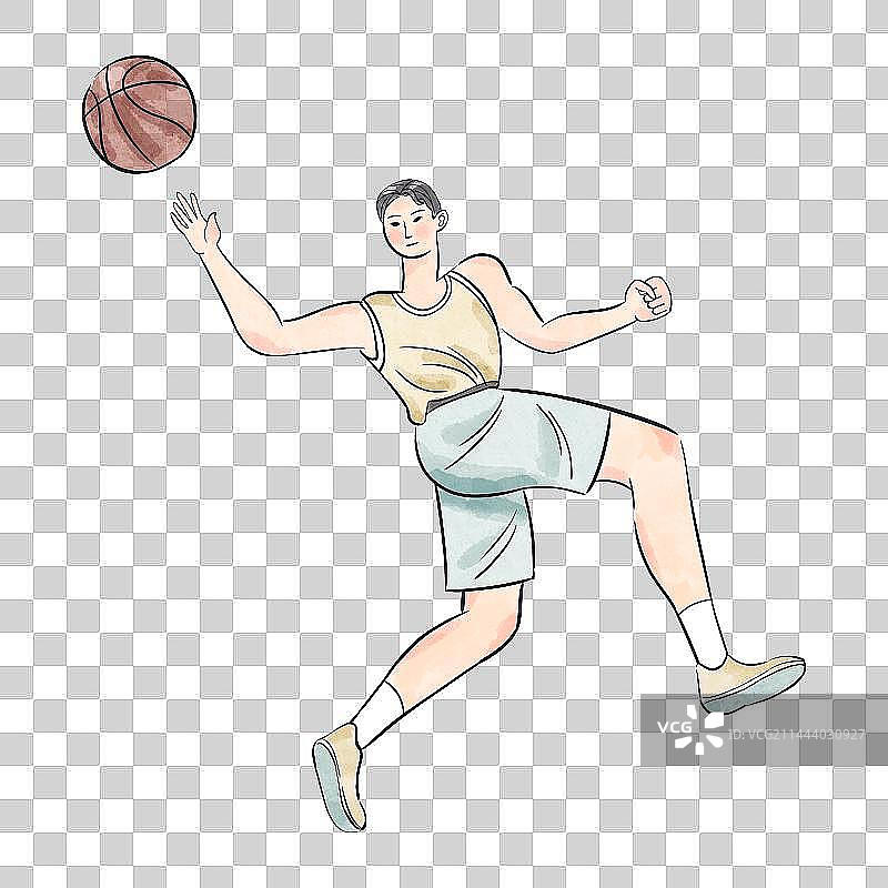 打篮球的人插画元素图片素材