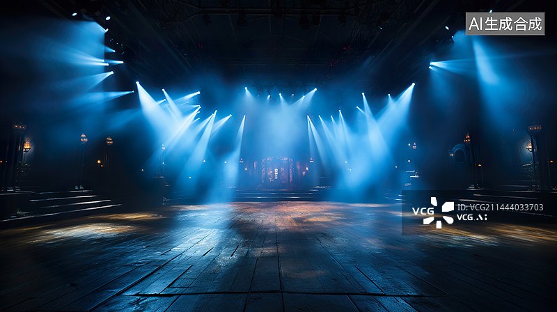 【AI数字艺术】灯光舞台船舱木地板插画背景效果图图片素材