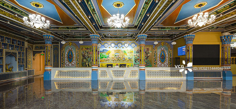 新疆喀什古老的饭店-色满宾馆大堂图片素材