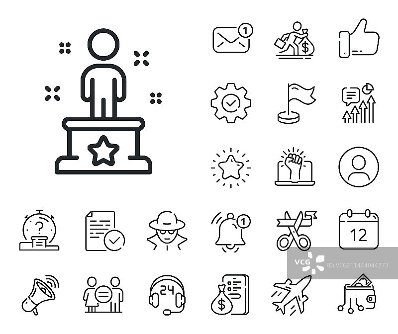 成功线图标：领奖台上的优胜者图片素材