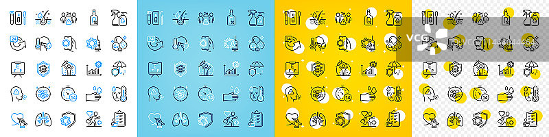 社交距离和雨伞图标集图片素材