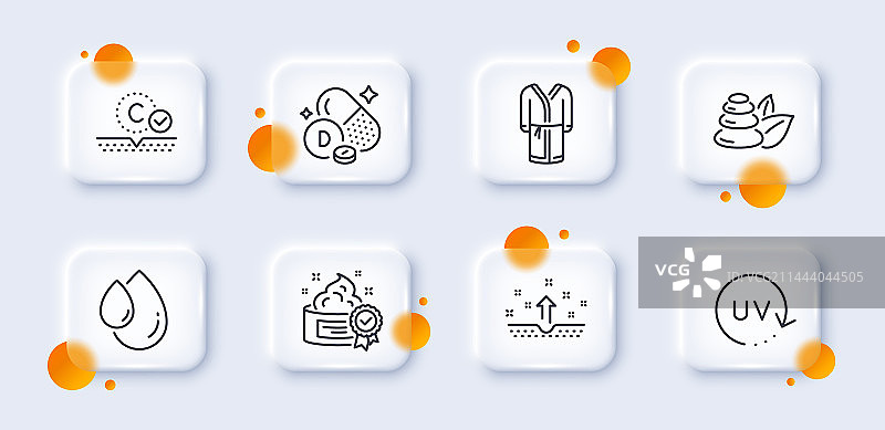 紫外线防护清洁皮肤和维生素D线条图标图片素材