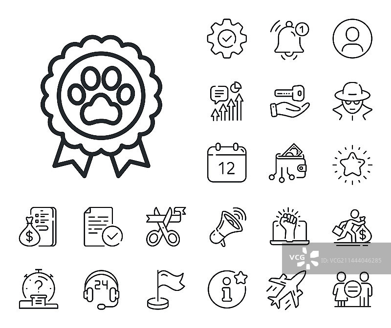 狗狗比赛线条图标宠物奖励标志图片素材