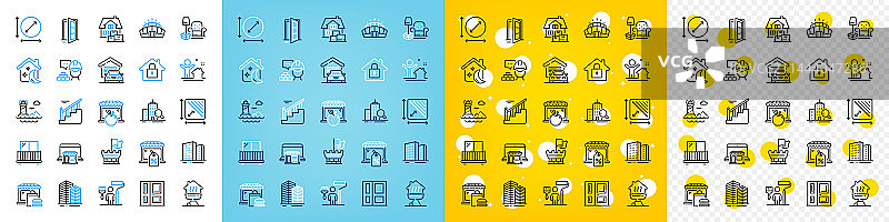 盾牌入口和建筑物图标合集图片素材