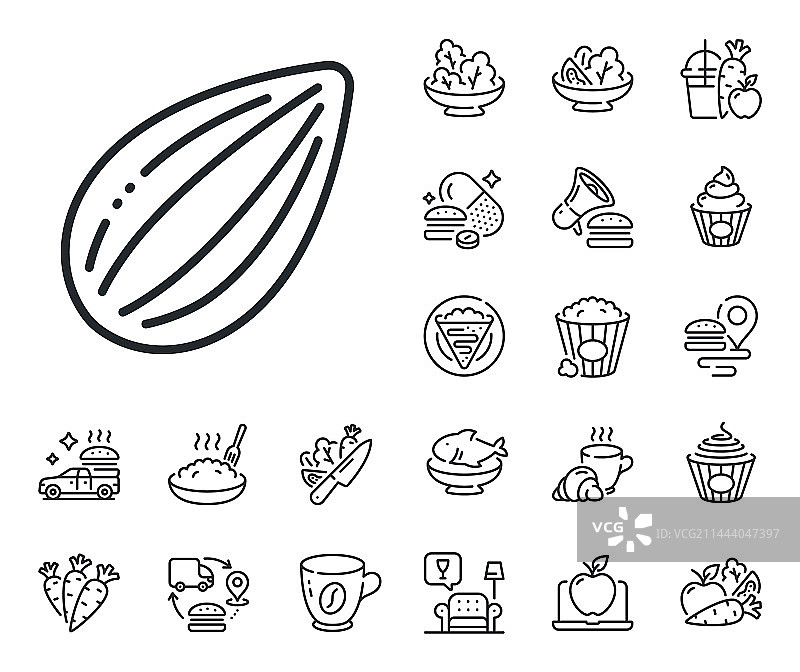 美味坚果纯素食品杏仁线条图标图片素材