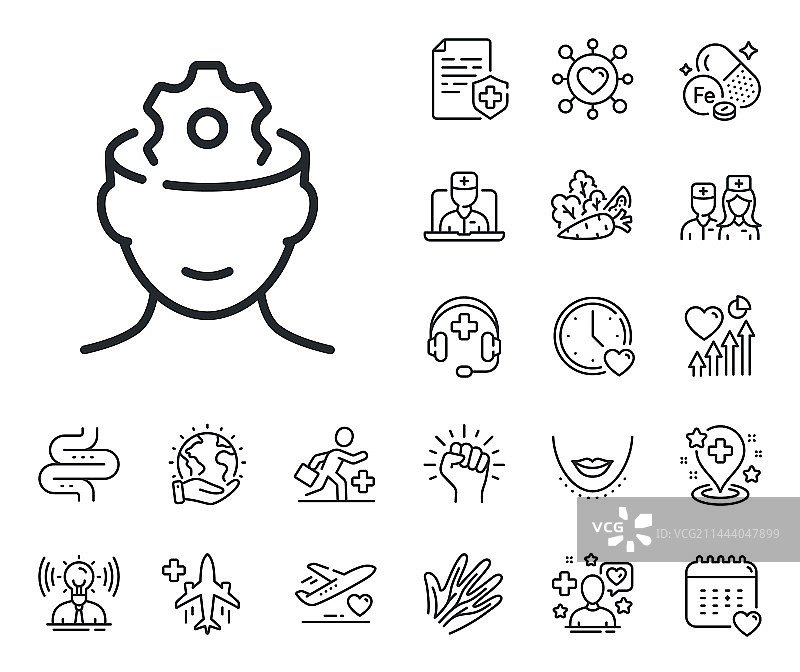 脑部工作线性图标心理治疗标志图片素材