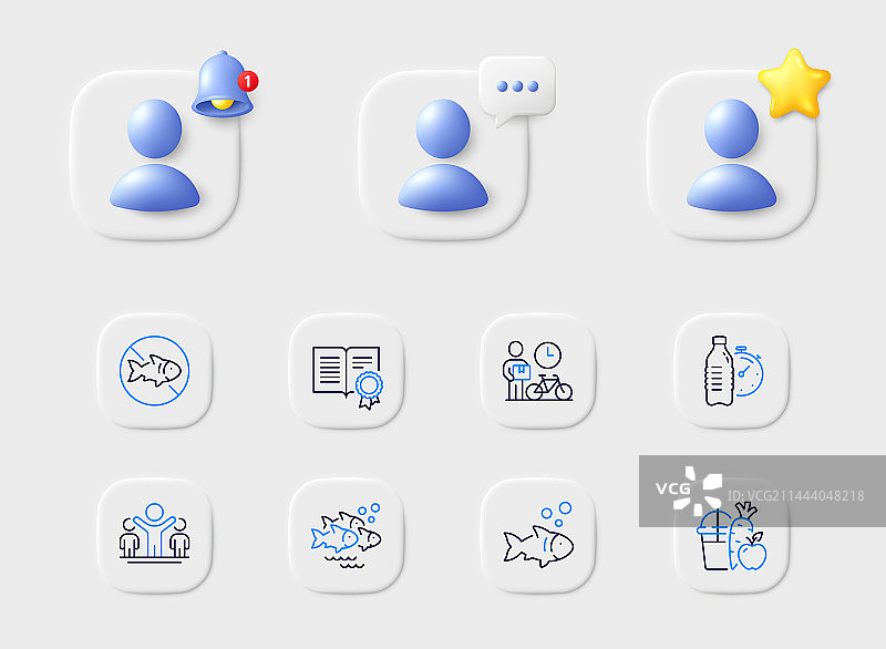 骑自行车送货员停止钓鱼和鱼群线图片素材