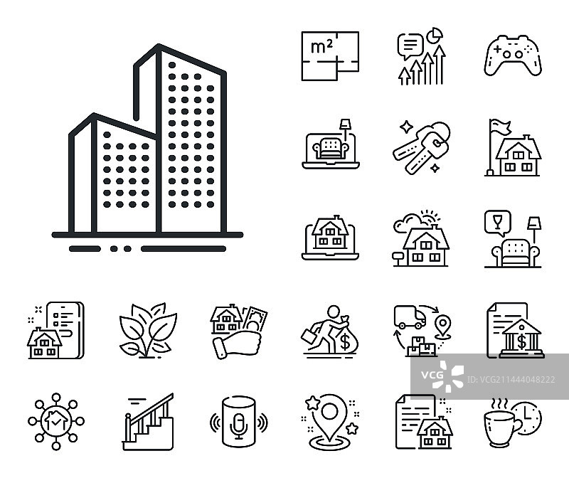 摩天大楼建筑线条图标图片素材
