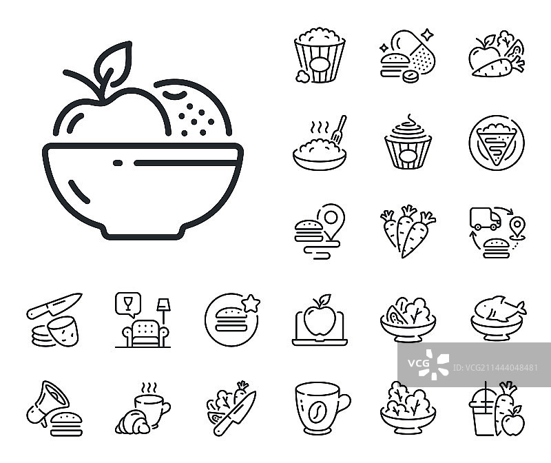 水果线条图标，素食食品标志，薄饼图片素材