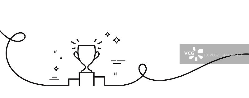 获胜者领奖台线条图标体育奖杯图片素材