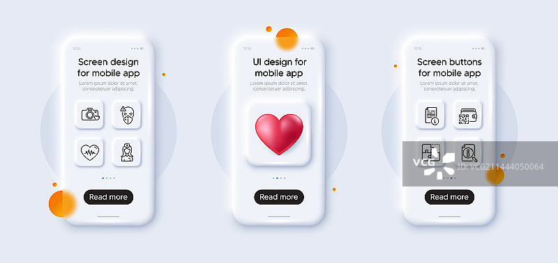 搜索手册和照相机线性图标包图片素材