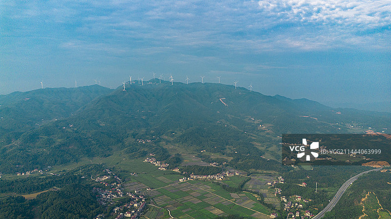 江西宜春万载高城高角度航拍风景河流图片素材