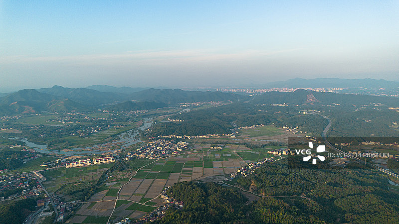 江西宜春万载高城高角度航拍乡村风景美景图片素材