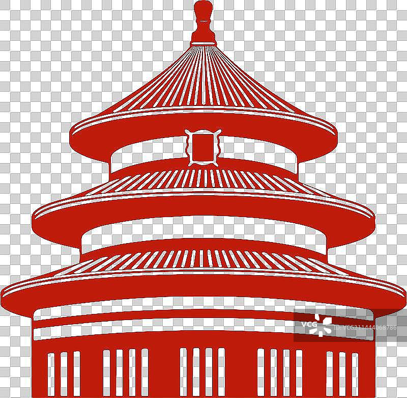 剪纸北京天坛公园建筑祈年殿图片素材