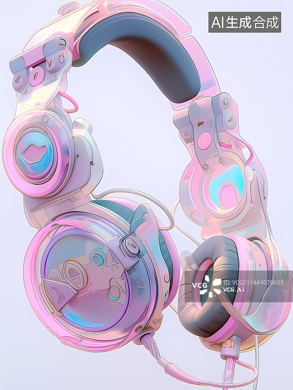 【AI数字艺术】全息色彩耳机图片素材