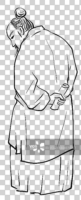 白描线条古代人物设计元素图片素材