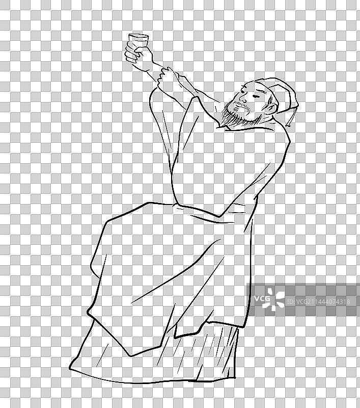 白描线条古代人物设计元素图片素材
