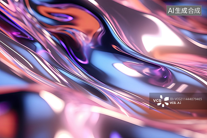 【AI数字艺术】渐变质感液态流体酸性金属镭射背景图片素材