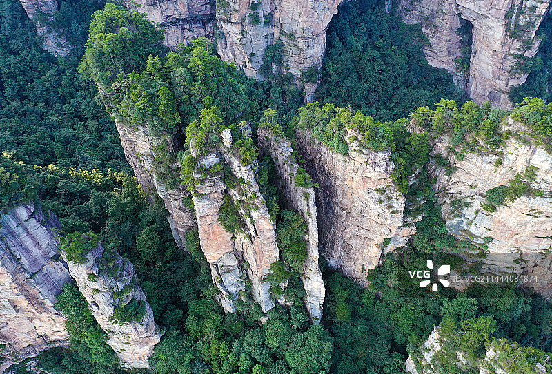 湖南省张家界市武陵源风景名胜区黄石寨航拍图片素材