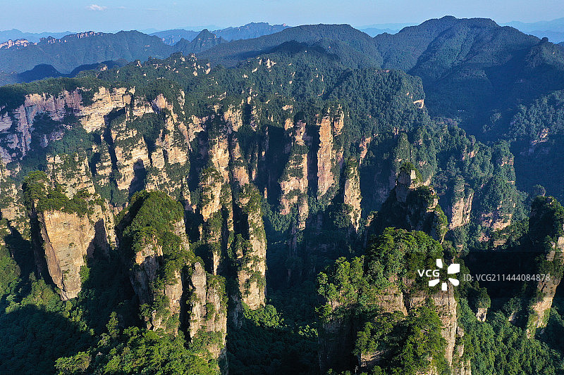 湖南省张家界市武陵源风景名胜区黄石寨航拍图片素材