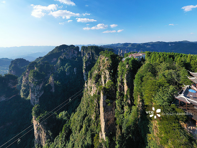 湖南省张家界市武陵源风景名胜区黄石寨航拍图片素材