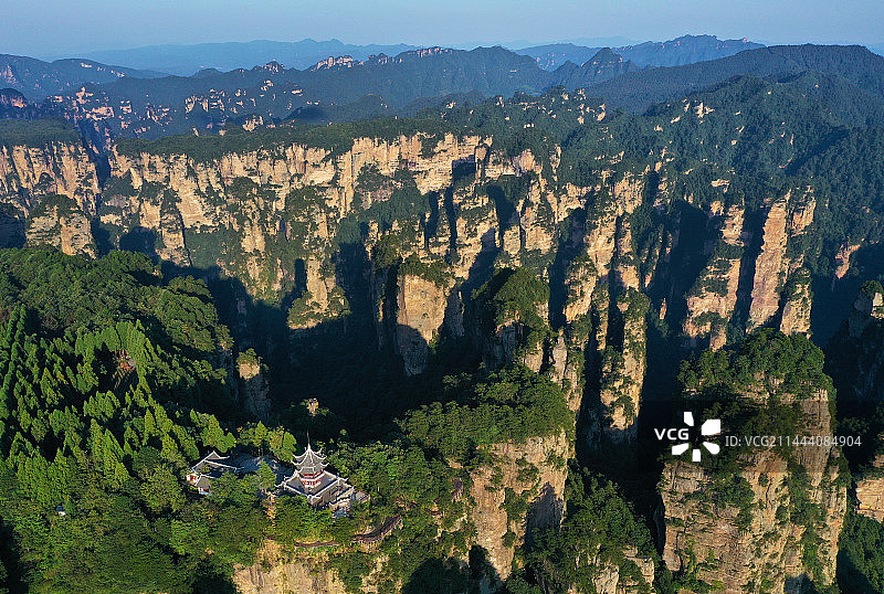 湖南省张家界市武陵源风景名胜区黄石寨航拍图片素材