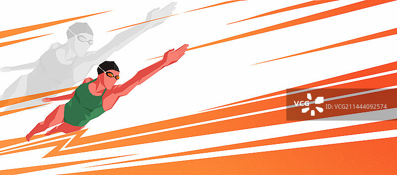 运动员--游泳海报插画图片素材