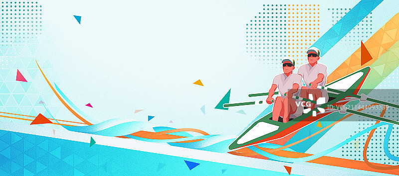 运动员--赛艇海报插画图片素材