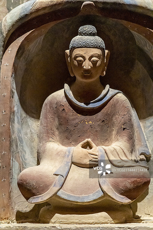 文明的印记——敦煌艺术大展：佛、菩萨像（中心柱），第432窟，西魏图片素材