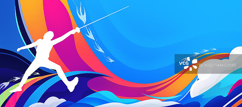 运动员--击剑海报插画图片素材