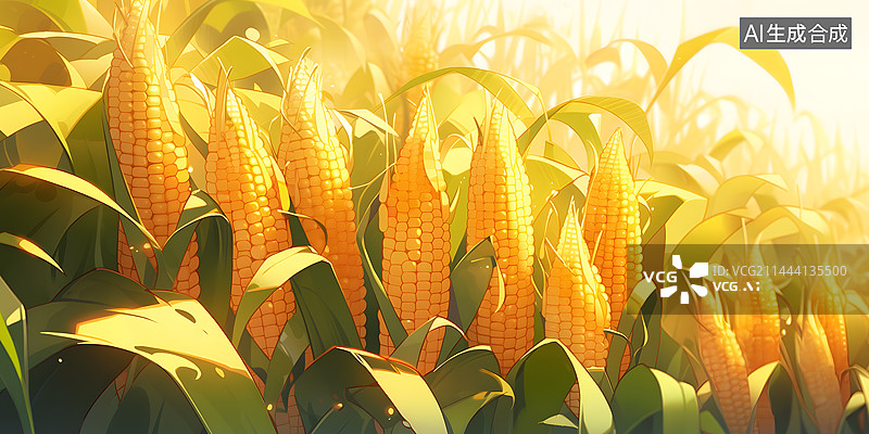 【AI数字艺术】玉米地插画图片素材