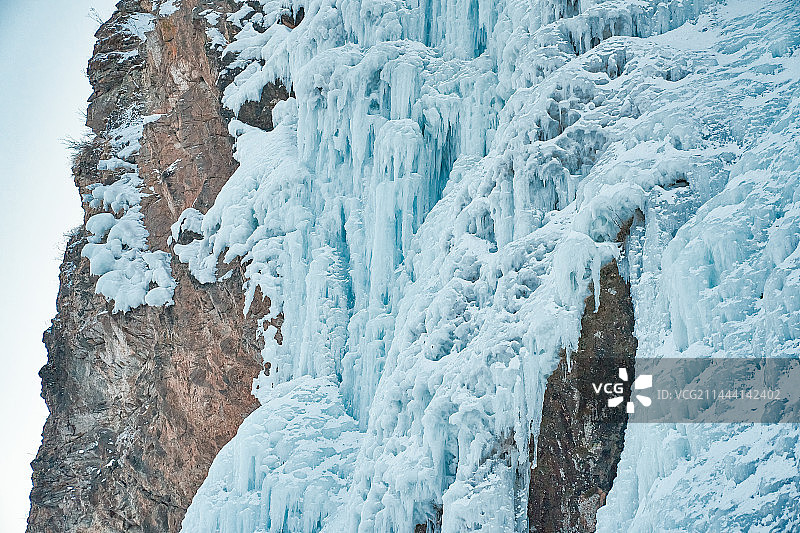 韩国冬季雪景冰攀运动图片素材