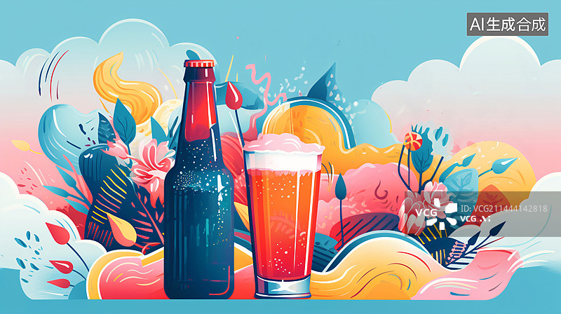 【AI数字艺术】啤酒节插画海报图片素材