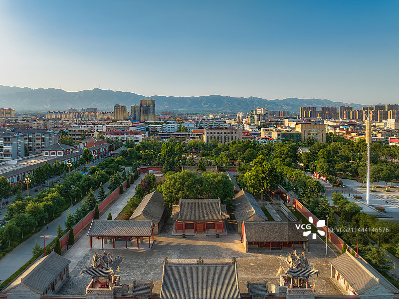 全国重点文物保护单位，山西省运城市芮城县（芮城城隍庙）夏季户外航拍图片素材