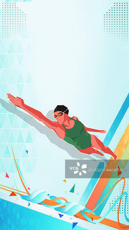 运动员--游泳海报插画图片素材