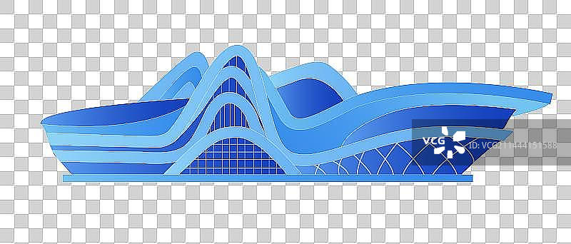 长沙文化艺术中心蓝色科技未来企业地标旅游矢量中秋插画建筑图片素材