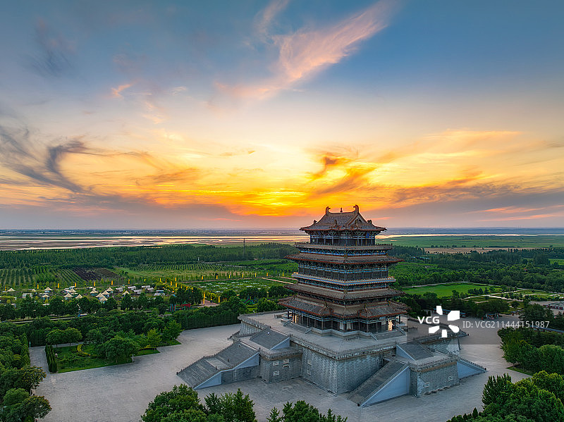 中国古代四大名楼，山西省运城市永济市蒲州镇——鹳雀楼图片素材