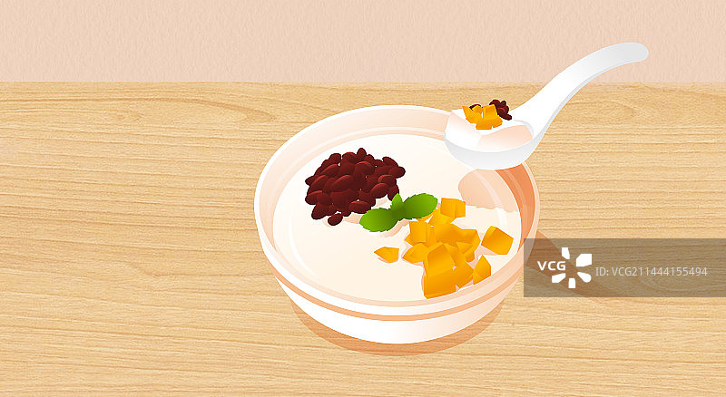 佛山美食双皮奶甜品食物插画图片素材