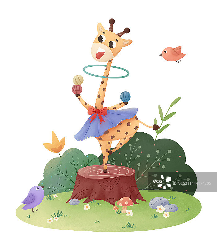 长颈鹿‎场景插画图片素材