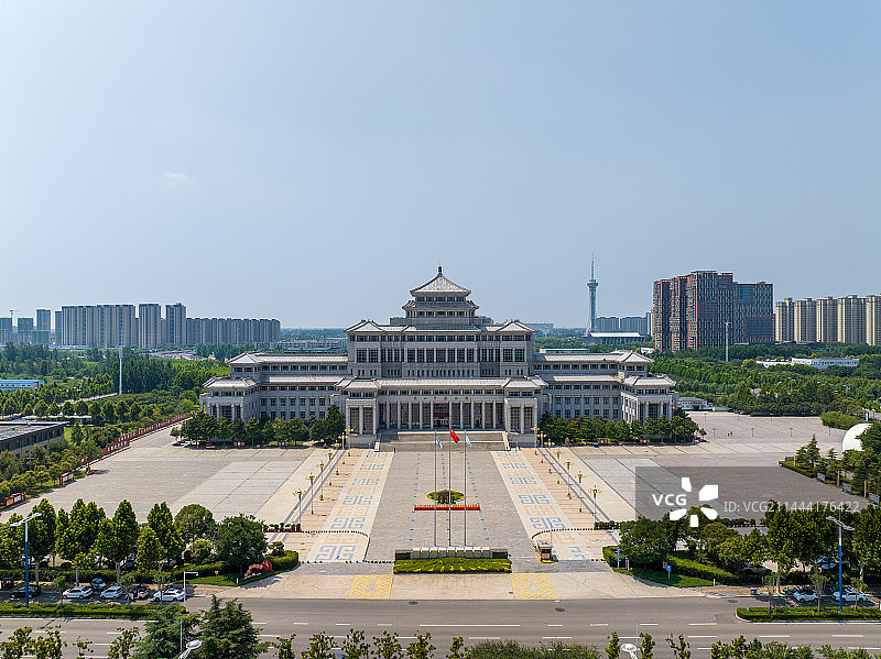 高视角航拍河南周口历史博物馆文化馆图片素材