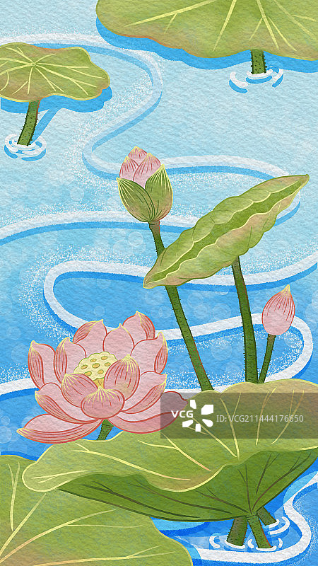 荷花背景水彩肌理手绘图片素材