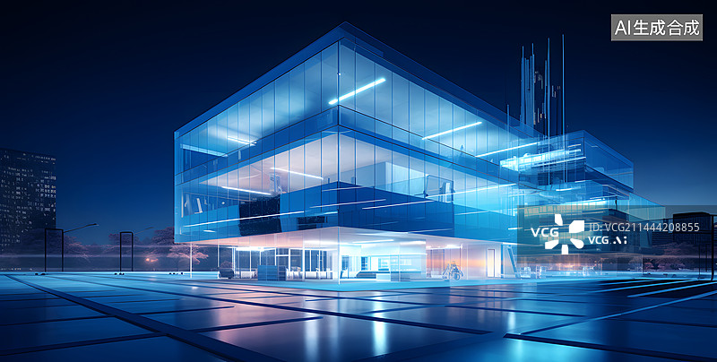 【AI数字艺术】科技感建筑图片素材