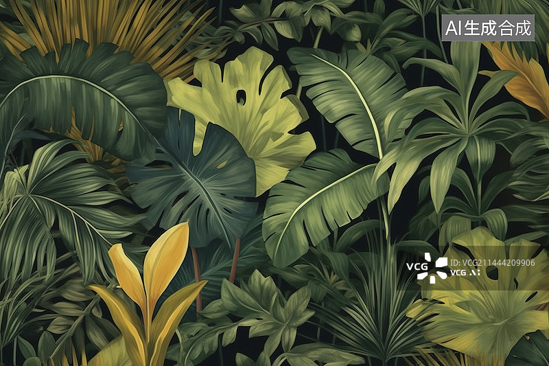【AI数字艺术】植物叶子插画图片素材