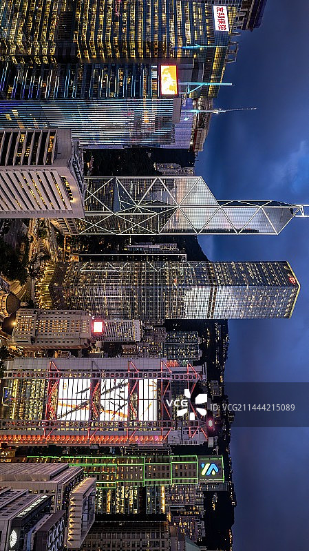 航拍香港中环中银大厦夜景图片素材