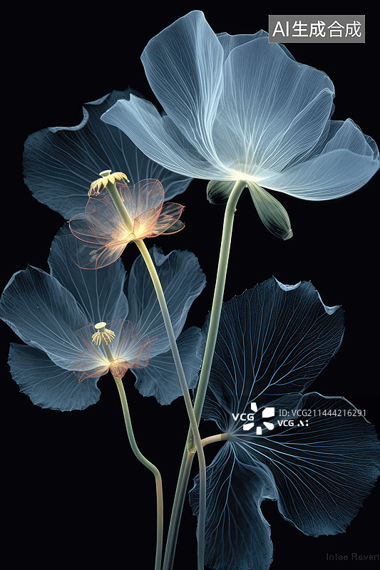 【AI数字艺术】半透明的荷花图片素材