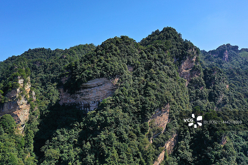 湖南省张家界市武陵源风景名胜区宝峰湖景区航拍图片素材