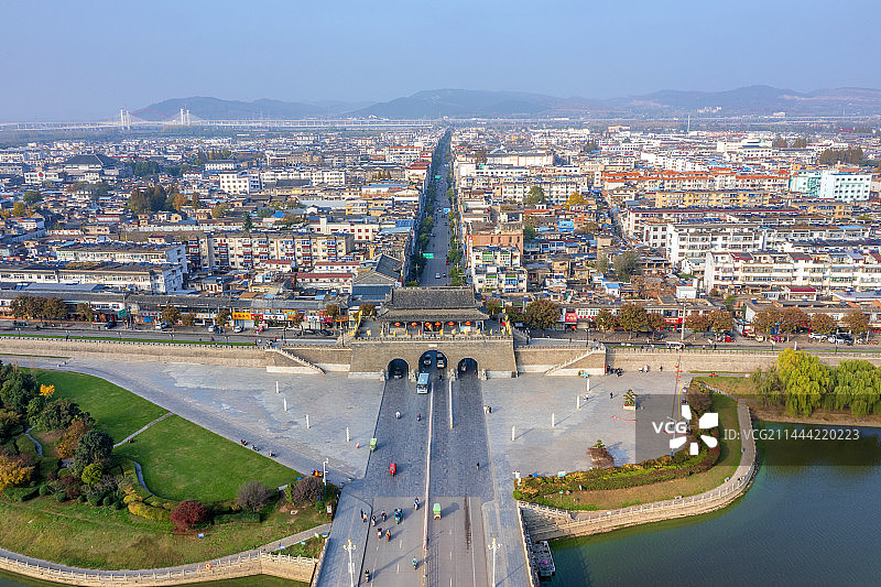 中国安徽淮南寿县古城通淝门航拍图片素材